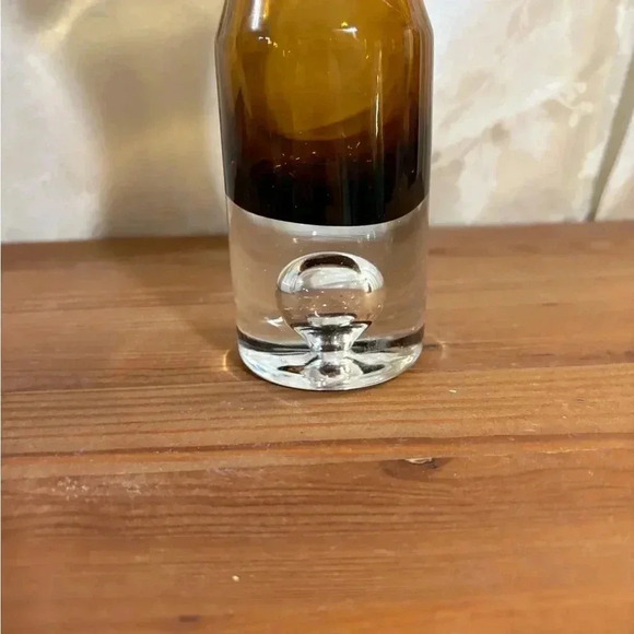 Vintage 60s Decorative Amber Glass Vase Mid Century Modern Glassware - Picture 2 of 5